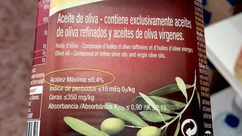 Acidez aceite de oliva refinado