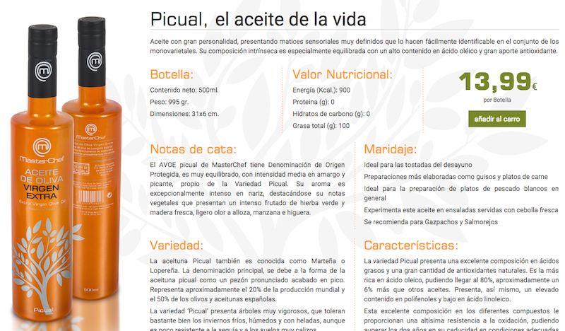 Aceite Masterchef precio