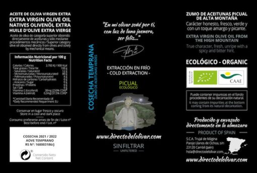 AOVE temprano sin filtrar cosecha 2021 / 2022