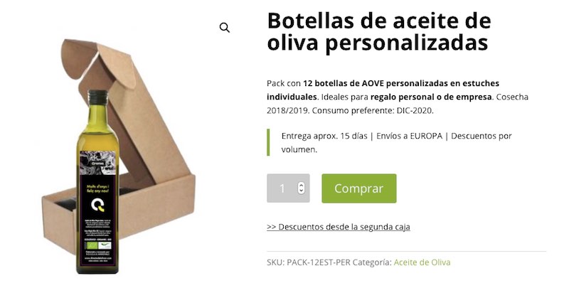 Comprar botellas de aceite personalizadas