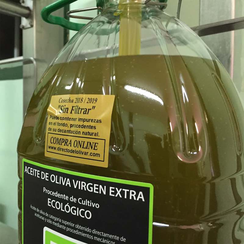 AOVE Aceite de Oliva SIN FILTRAR Cosecha 2019